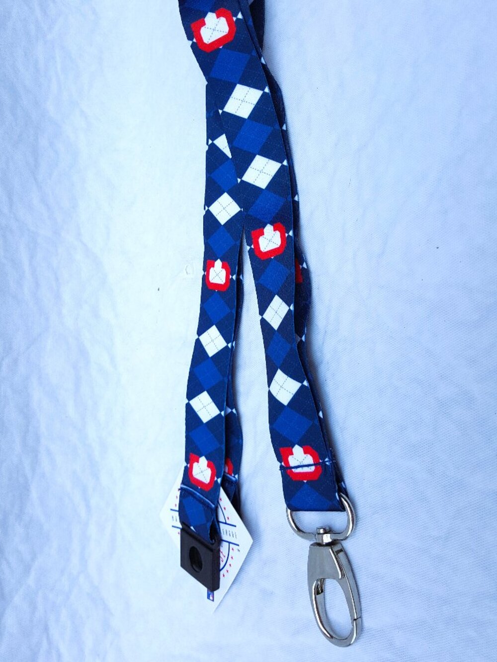 Cleveland Indians Argyle Reversible Lanyard Keychain With Clip New MLB